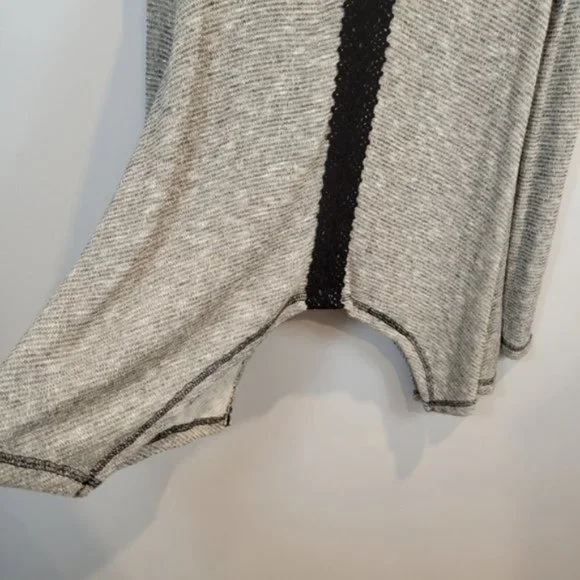 Francesca's Bird Cage Grey Metalic Striped Long Sleeve Knit Top - Picture 5 of 8